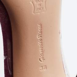 Pre Owned Gianvito Rossi Red/Transparent Suede and PVC Plexi Pointed Toe Pumps Size 38