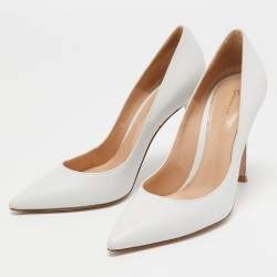 Pre Owned Gianvito Rossi White Leather Pointed Toe Pumps Size 36