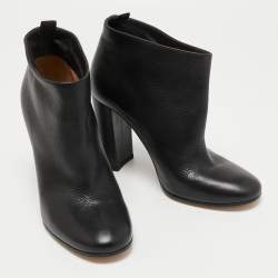 Pre Owned Gianvito Rossi Black Leather Ankle Boots Size 37