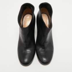 Pre Owned Gianvito Rossi Black Leather Ankle Boots Size 37