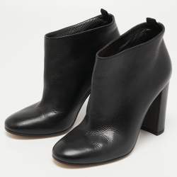 Pre Owned Gianvito Rossi Black Leather Ankle Boots Size 37