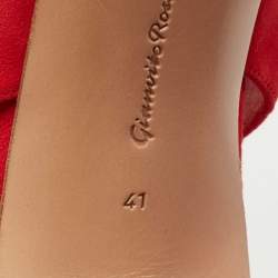 Pre Owned Gianvito Rossi Red Suede Peep Toe Slingback Pumps Size 41