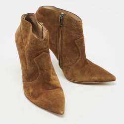 Gianvito Rossi Brown Suede Ankle Booties Size 41