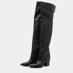 Pre Owned Gianvito Rossi Black Leather Over The Knee Length Boots Size 36