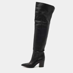 Pre Owned Gianvito Rossi Black Leather Over The Knee Length Boots Size 36