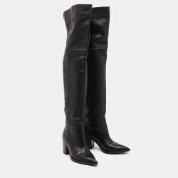 Pre Owned Gianvito Rossi Black Leather Over The Knee Length Boots Size 36