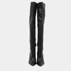 Pre Owned Gianvito Rossi Black Leather Over The Knee Length Boots Size 36