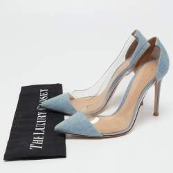 Pre Owned Gianvito Rossi Light Blue Denim and PVC Plexi Pumps Size 36.5