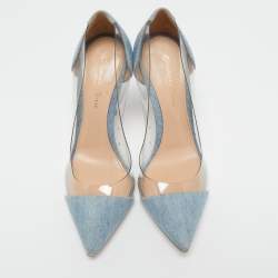 Pre Owned Gianvito Rossi Light Blue Denim and PVC Plexi Pumps Size 36.5