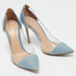 Pre Owned Gianvito Rossi Light Blue Denim and PVC Plexi Pumps Size 36.5