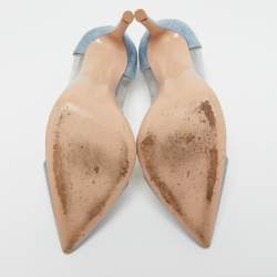Pre Owned Gianvito Rossi Light Blue Denim and PVC Plexi Pumps Size 36.5