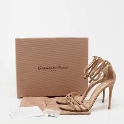 Pre Owned Gianvito Rossi Beige Suede Ankle Strap Sandals Size 41