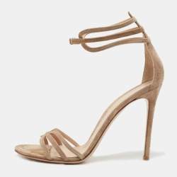 Pre Owned Gianvito Rossi Beige Suede Ankle Strap Sandals Size 41