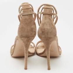 Pre Owned Gianvito Rossi Beige Suede Ankle Strap Sandals Size 41