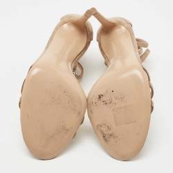 Pre Owned Gianvito Rossi Beige Suede Ankle Strap Sandals Size 41