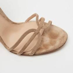 Pre Owned Gianvito Rossi Beige Suede Ankle Strap Sandals Size 41