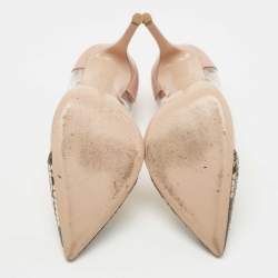 Pre Owned Gianvito Rossi Two Tone Python and Leather Plexi Pointed Toe Pumps Size 38