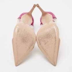 Pre Owned Gianvito Rossi Beige/Pink Patent Leather and PVC Plexi Pumps Size 38