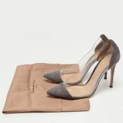مملوكة مسبقًا Gianvito Rossi Grey Suede and PVC Plexi Pumps Size 38