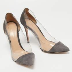 مملوكة مسبقًا Gianvito Rossi Grey Suede and PVC Plexi Pumps Size 38