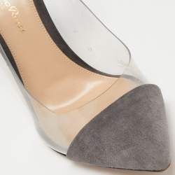 مملوكة مس بقًا Gianvito Rossi Grey Suede and PVC Plexi Pumps Size 38