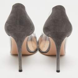 مملوكة مسبقًا Gianvito Rossi Grey Suede and PVC Plexi Pumps Size 38