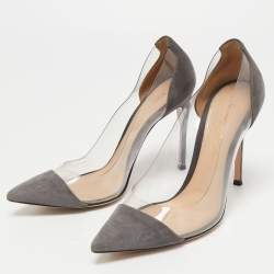 مملوكة مسبقًا Gianvito Rossi Grey Suede and PVC Plexi Pumps Size 38