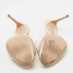 Pre Owned Gianvito Rossi Transparent/Cream PVC and Leather Lace Up Slide Sandals Size 41