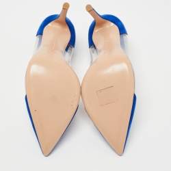 Pre Owned Gianvito Rossi Blue Suede and PVC Plexi Pumps Size 38