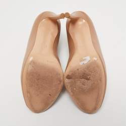 Pre Owned Gianvito Rossi Beige Leather Vamp Booties Size 40