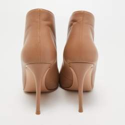 Pre Owned Gianvito Rossi Beige Leather Vamp Booties Size 40