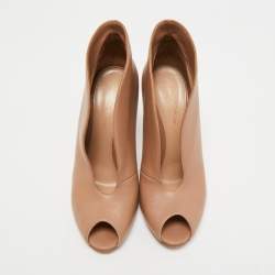 Pre Owned Gianvito Rossi Beige Leather Vamp Booties Size 40