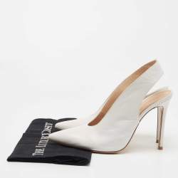Pre Owned Gianvito Rossi White Leather Delta Slingback Pumps Size 39