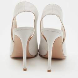 Pre Owned Gianvito Rossi White Leather Delta Slingback Pumps Size 39