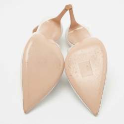 Pre Owned Gianvito Rossi White Leather Delta Slingback Pumps Size 39