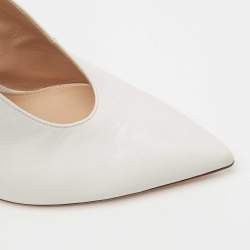 Pre Owned Gianvito Rossi White Leather Delta Slingback Pumps Size 39
