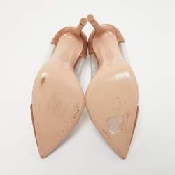 Pre Owned Gianvito Rossi Beige Suede and PVC Plexi Pumps Size 37
