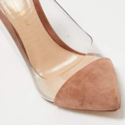 Pre Owned Gianvito Rossi Beige Suede and PVC Plexi Pumps Size 37