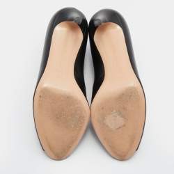 Pre Owned Gianvito Rossi Black Leather Peep Toe Vamp Ankle Booties Size 37