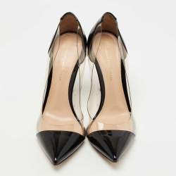 Pre Owned Gianvito Rossi Black Patent Leather and PVC Plexi Pumps Size 37