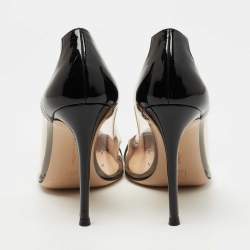 Pre Owned Gianvito Rossi Black Patent Leather and PVC Plexi Pumps Size 37