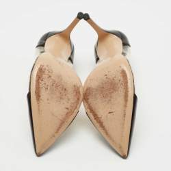 Pre Owned Gianvito Rossi Black Patent Leather and PVC Plexi Pumps Size 37