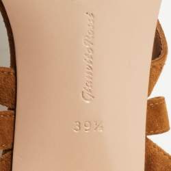 Gianvito Rossi Brown Suede Janis Ankle Sandals Size 39.5