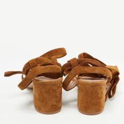 Gianvito Rossi Brown Suede Janis Ankle Sandals Size 39.5