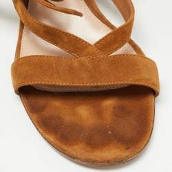 Gianvito Rossi Brown Suede Janis Ankle Sandals Size 39.5