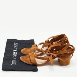 Gianvito Rossi Brown Suede Janis Ankle Sandals Size 39.5
