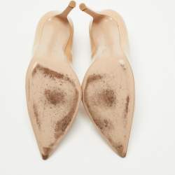 Pre Owned Gianvito Rossi Beige Patent Leather Pointed Toe Pumps Size 38