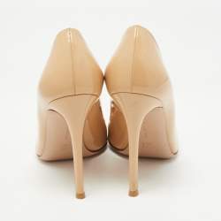 Pre Owned Gianvito Rossi Beige Patent Leather Pointed Toe Pumps Size 38
