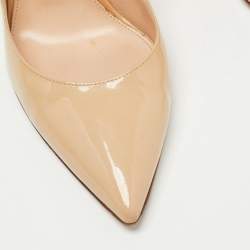Pre Owned Gianvito Rossi Beige Patent Leather Pointed Toe Pumps Size 38