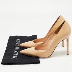 Pre Owned Gianvito Rossi Beige Patent Leather Pointed Toe Pumps Size 38